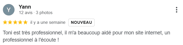 Avis Google — Yann
