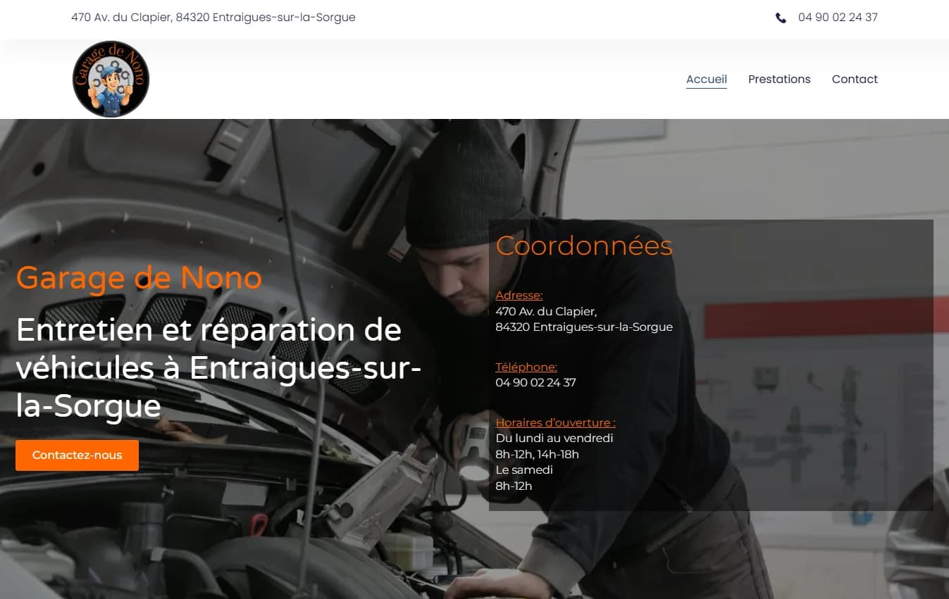 Garage de Nono website, client fully autonomous day to day